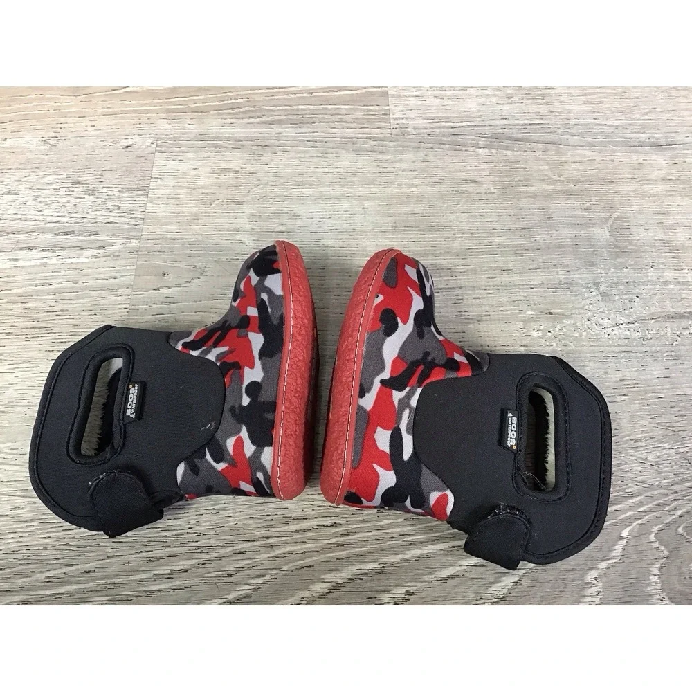 Baby Bogs Toddler Boy Boots Size 4 Rain Snow Red Black Camo Pull On Waterproof